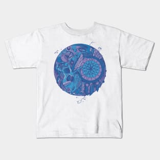 Mountain Blue Skull and Dreamcatcher Circle Kids T-Shirt